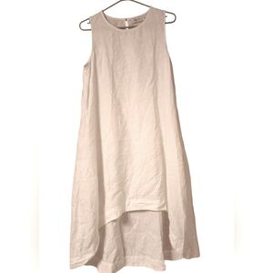 Magic Linen Royal Toscana Linen Dress Size S White High Low Lagenlook Pockets